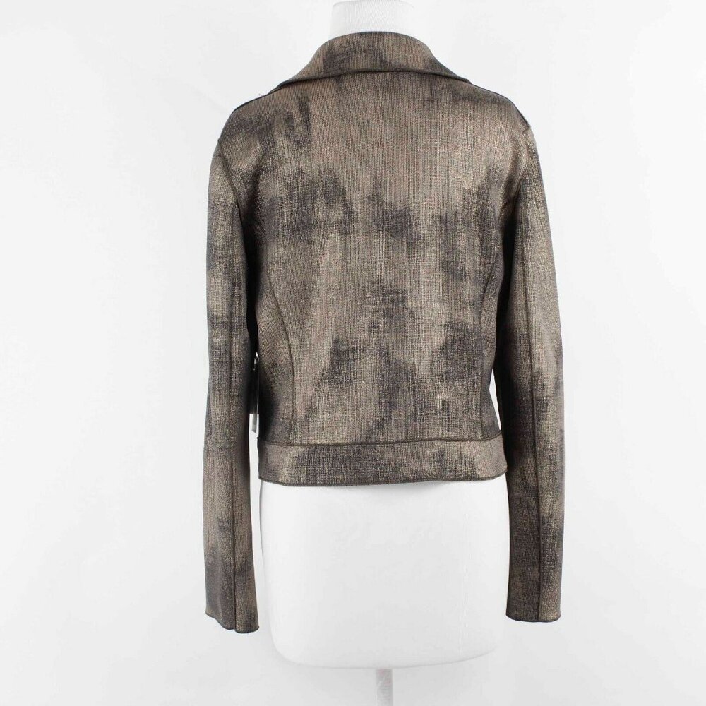 Worth $648 Sz 6 Gold Black Doubleface Laminated Cotton Poly Blazer Dress - Picture 4 of 10